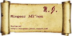 Mingesz János névjegykártya